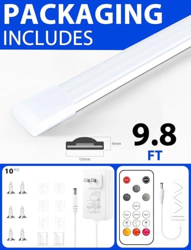 COB LED Strip Lights, White Dimmable Rope with Remote, 9.84ft