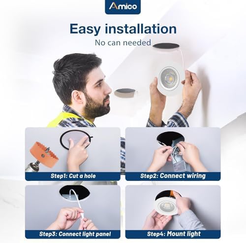 Amico 6 Pack 4 Inch 5CCT Gimbal LED Recessed Ceiling Light