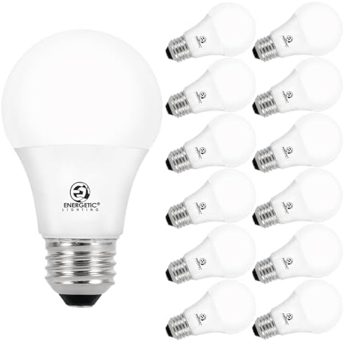 Energetic A19 LED Bulb 60W Equivalent Soft White, 2700K LED Light Bulbs, E26 Standard Base, 8W 760LM, Non-Dimmable, ETL Listed, 12 Pack