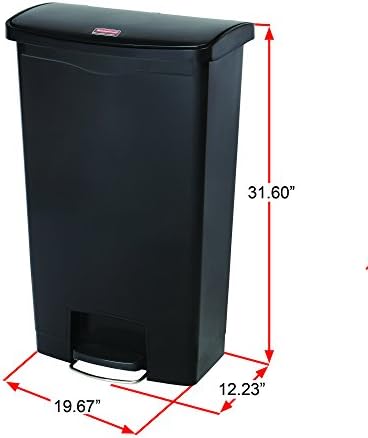 Rubbermaid Commercial Products STREAMLINE Plastic Front Step Step-On-Trash/Garbage Can/Bin, 18 GAL, Red, for Doctor's Office/Hospitals/Healthcare