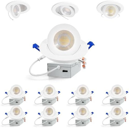 Adetu 4 inch Gimbal LED Recessed Light, 5CCT, 10W=95W, 982LM, 8 Pack