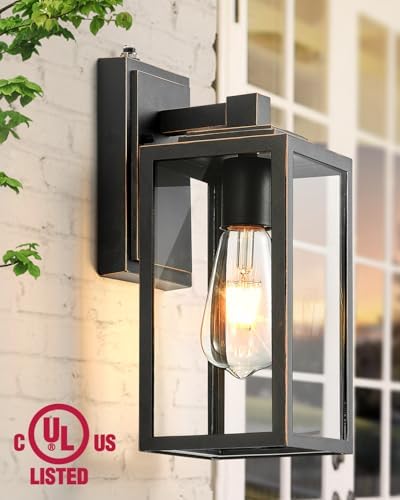VIANIS Black Gold Dusk to Dawn Porch Light Wall Mount, Anti-Rust, UL Listed