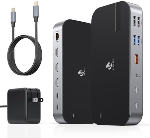 LIONWEI Laptop Docking Station,16 in 1 USB C Docking Station Triple Monitor