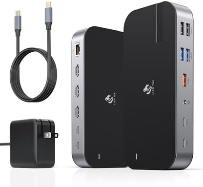 LIONWEI Laptop Docking Station,16 in 1 USB C Docking Station Triple Monitor