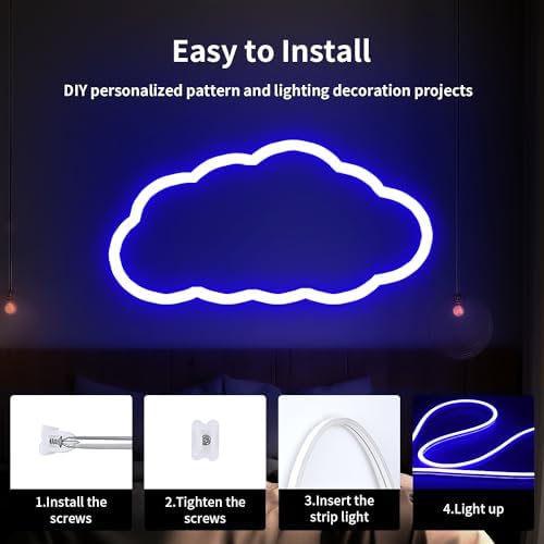 iNextStation Blue LED Light Strip 16.4FT Neon Rope Lights (with DC12V Plug)