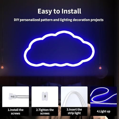 iNextStation Blue LED Light Strip 16.4FT Neon Rope Lights (with DC12V Plug)