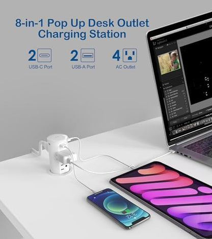 Jgstkcity Pop up Countertop Outlet,2.5in Hole Desk Grommet,White