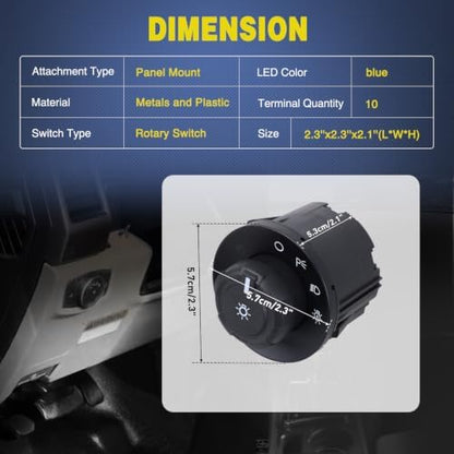 Nilight Headlight Dimmer Switch Compatible with 2009-2019 Ford F150