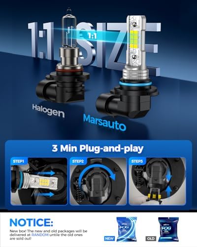 Marsauto 9006 LED Fog Light Bulbs, 1:1 OEM Size HB4/9006 Fog Lights