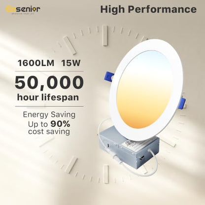 Ensenior 24 Pack 7 Inch LED Recessed Ceiling Light, 5CCT, 1600LM 15W 120V