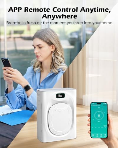JVO Air Purifier for Pets Home - Covers 2400sq.ft Large Room, with Washable Filter & PM2.5 Display, Air Cleaner for Bedroom, Dorm, Office, Captures Pet Dander/Hair