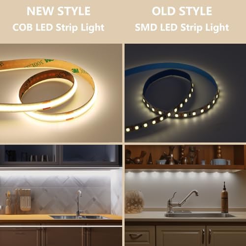 BENLUN 12V COB LED Under Cabinet Strip Lighting Cuttable 32.8ft for Kitchen