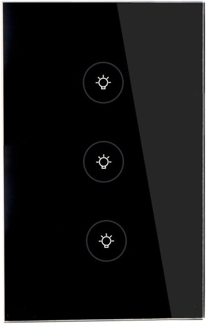 WiFi Smart Wall Touch Light Switch Glass Panel Wireless Remote Control by Mobile APP Anywhere Compatible with Alexa,Timing Function No Hub Required (Wall Switch 3 Gang)