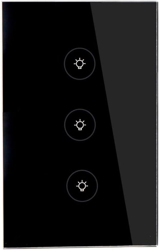 WiFi Smart Wall Touch Light Switch Glass Panel Wireless Remote Control by Mobile APP Anywhere Compatible with Alexa,Timing Function No Hub Required (Wall Switch 3 Gang)