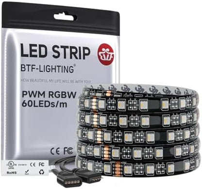 BTF-LIGHTING RGBW LED Strip Warm White 16.4ft 60LED DC24V UL Listed IP65