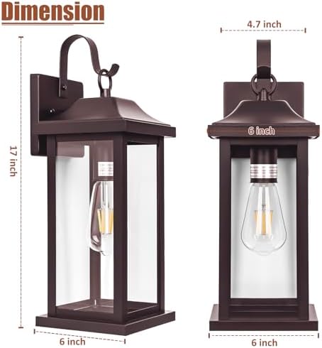 Large Bronze Outdoor Wall Lantern 17 Inch