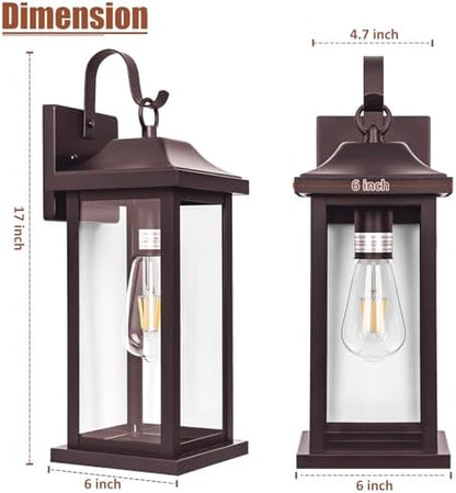 2-Pack Large Bronze Outdoor Light Fixtures for House