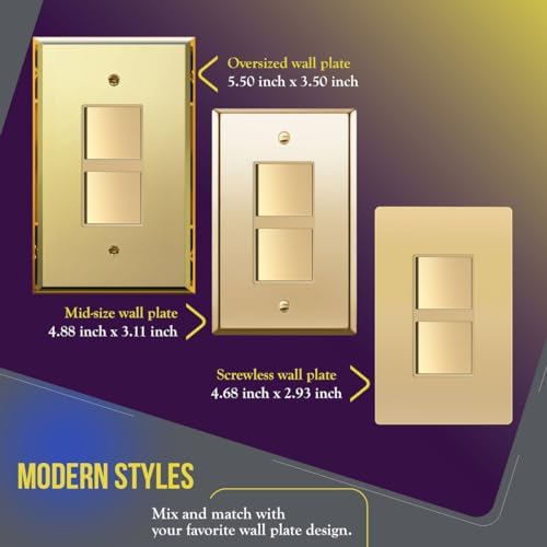 ENERLITES Gold Double Paddle Decorator Single Pole Switch, 15A, 1 Pack