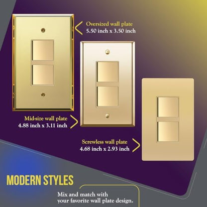 ENERLITES Gold Double Paddle Decorator Single Pole Switch, 15A, 1 Pack