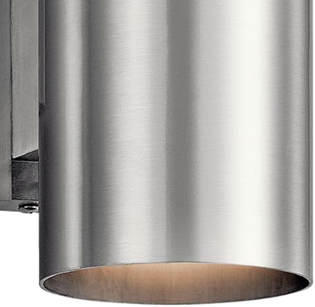 Kichler 9234BA Outdoor Cylinder Wall Mount Sconce DownLight, Brushed Aluminum 1-Light (5" W x 7" H) 65 Watts