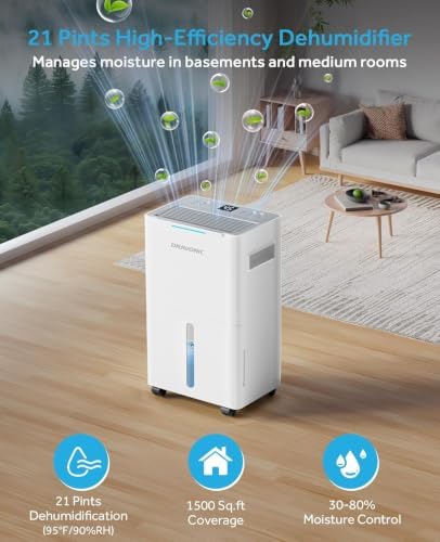21 Pint Dehumidifier for Basement, Home & Bedroom, 1,500 Sq. Ft.
