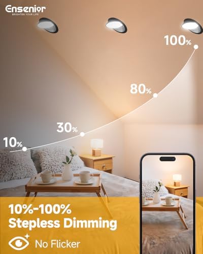 Ensenior 6 Pack 6 Inch Black LED Eyeball Gimbal Recessed Light, 5CCT