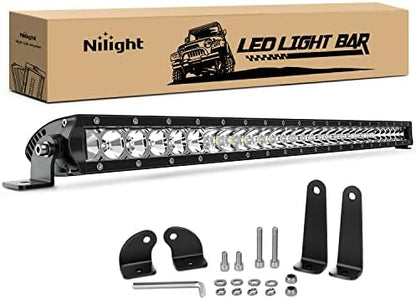 Nilight - 40005C-A 31inch 150W Spot & Flood Combo Single Row 14500LM Off Road LED Fog & Driving Roof Bumper Light Bars for Jeep Ford Trucks Boat, 2 Years Warranty