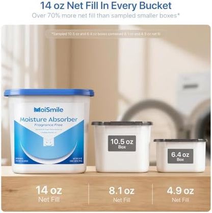 Large Moisture Absorber Buckets, 14 oz Each, Fragrance Free, 4 Pack