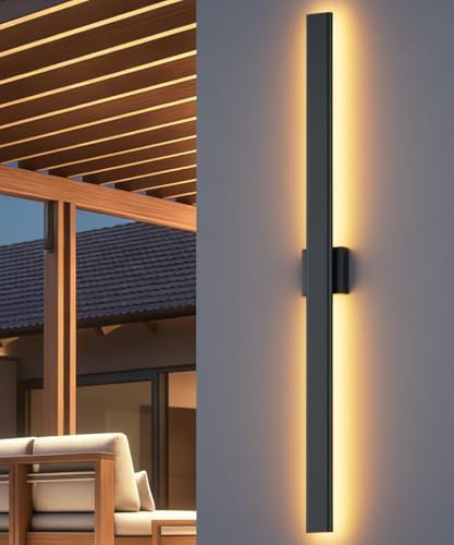 Aipsun 47.2" LED Outdoor Wall Light, Modern Black Exterior Lighting Fixture
