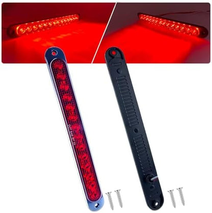 10" LED Trailer Brake Lights Bar Strip Aluminum Alloy Base Red Stop Turn Identification Side Marker Tail Lights Assembly for Truck Marine Boats, 15 LEDs 2Pcs