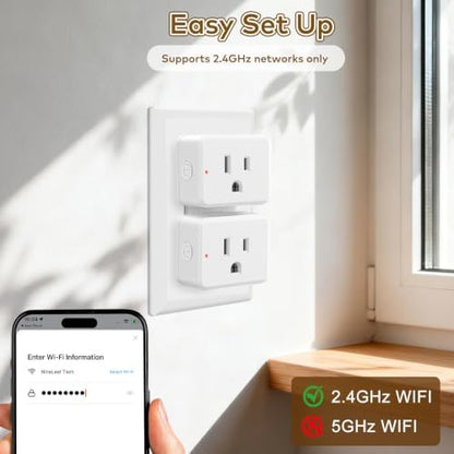 NineLeaf Wireless 260FT Motion Sensor WiFi Remote Smart Slim Outlet | App Control, Adjustable Sensing Mode, WiFi Auto Control Lights Fan Appliances, No Wiring,Garage,2Sensors 1Plug