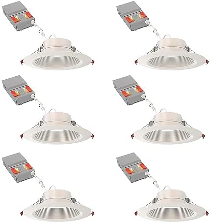 Juno 6" Canless Wafer LED Light, 5-in-1 CCT, Deep Regressed Baffle Trim 6Pk