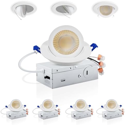 Adetu 3 Inch Gimbal LED Recessed Light, 5CCT, 7W=65W, 798LM, 4 Pack