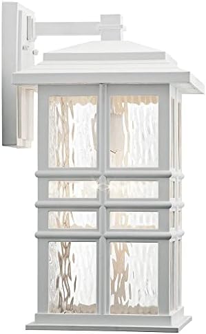 Kichler Beacon Square 17.5" 1 Light Outdoor Wall Light with Clear Hammered Glass in White