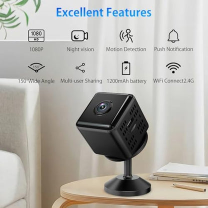 Hidden Camera,1080P WiFi Spy Camera with Night Vision & Motion Detection, Wireless Security Camera for Pet/Baby/Nanny, App Live Feed Smallest Smart Home Monitor