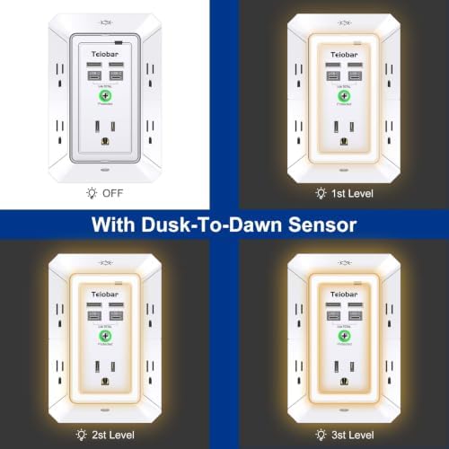 Multi Plug Wall Outlet Surge Protector with 5 Outlet & 4 USB Ports(2USB-C)