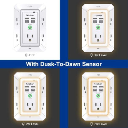 Multi Plug Wall Outlet Surge Protector with 5 Outlet & 4 USB Ports(2USB-C)