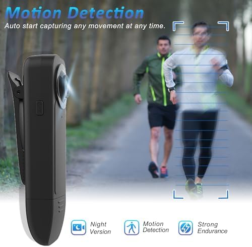 Mini Body Camera with Audio & Video Recording - Small POV Cam 1080P with 16G Card - Wearable Personal Portable Cameras Recorder DV - Night Version Camcorder for Security Work Records Guard Traveling