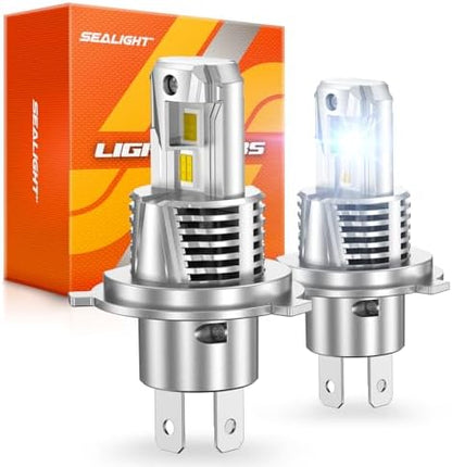 SEALIGHT H4/9003 LED Bulb, 1200% 60000LM Super Brighter than Origin, 6500K White Canbus Ready, IP68 25000RPM Cooling Fan with 80000Hrs Lifespan, 3Mins Fast Installation, 2 Pack