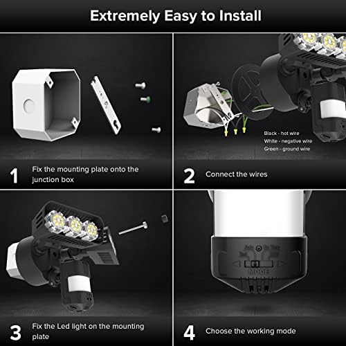 SANSI 27W 2700LM LED Motion Sensor Outdoor Flood Light, 5000K IP65, Black