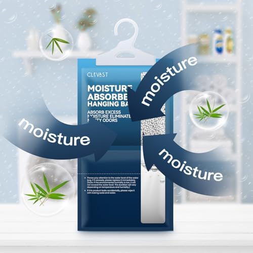 Moisture Absorbers Packets 10 Pack, Dehumidifier Bags for Closet, Unscented Hanging Humidity Absorber with Activated Charcoal in Wardrobes, Bedrooms, Bathrooms