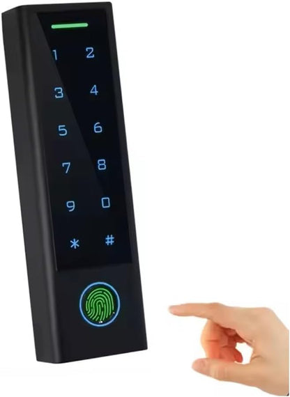 WiFi Remote Add Delete User Biometric Fingerprint RFID Password Access Control Systems +Push bar Lock +Cards and Key Fobs keypad Reader 110V-240V Power Adapter