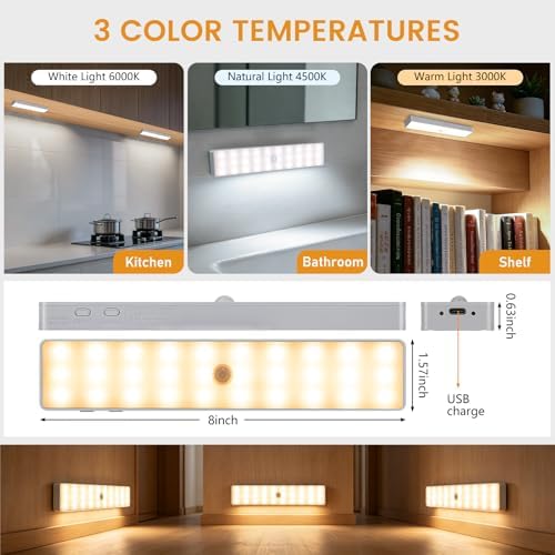 Racokky Under Cabinet Lighting with Remote, Motion Activated RV Step Light