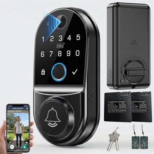 Smart Door Lock for Front Door: WiFi & Camera with 1080p HD Night Vision | Two Way Audio App Remote Control And Fingerprint Unlock Help Homeowners Manage Visitors Deliveries And Family Access Securely