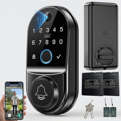 Smart Door Lock for Front Door: WiFi & Camera with 1080p HD Night Vision | Two Way Audio App Remote Control And Fingerprint Unlock Help Homeowners Manage Visitors Deliveries And Family Access Securely