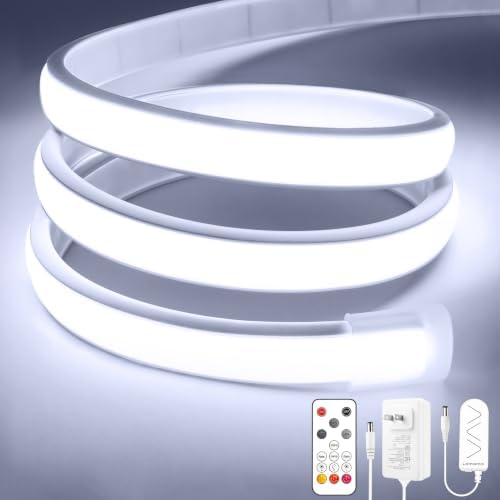 COB LED Strip Lights, White Dimmable Rope with Remote, 9.84ft