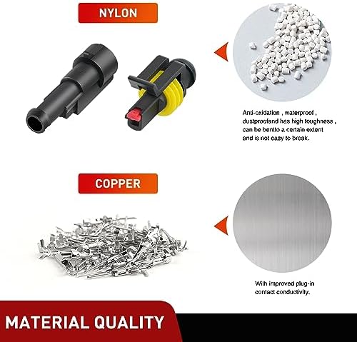 Nilight 120PCS 1 Pin Electrical Connector ‎Plug with Male Female Terminals