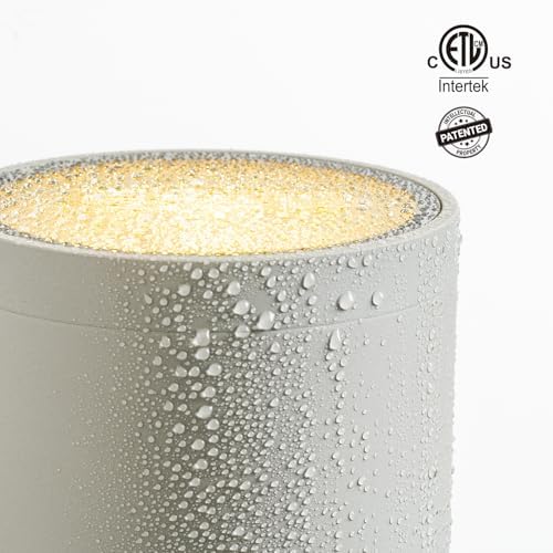 mirrea 18" Modern Outdoor Porch Light in 2 Lights, Matte White, 2 Pack