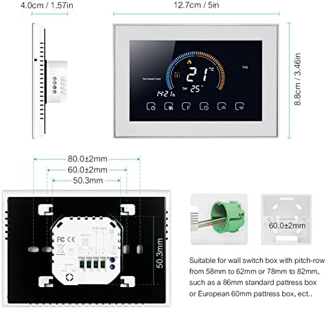 Fdit Smart Thermostat, Programmable Thermostat Voice APP Control with LCD AC 95‑240V with Power Failure Data Memory