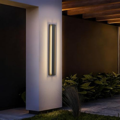 LamQee 39.4 Inch Long Outdoor Wall Lights Modern Exterior Lighting Fixtures, 3000K 30W LED Linear Outdoor Wall Sconce, Contemporary Matte Black Outside Wall Mount Lights for House Garage Porch Patio